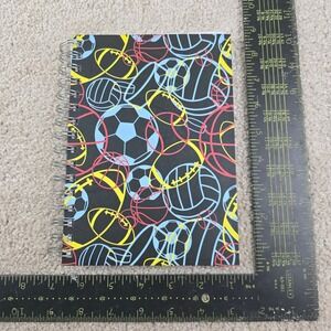 Top Flight Notebook Black Sports Ball Pattern A5 Wide Rule 120 Sheets TMVN-0321